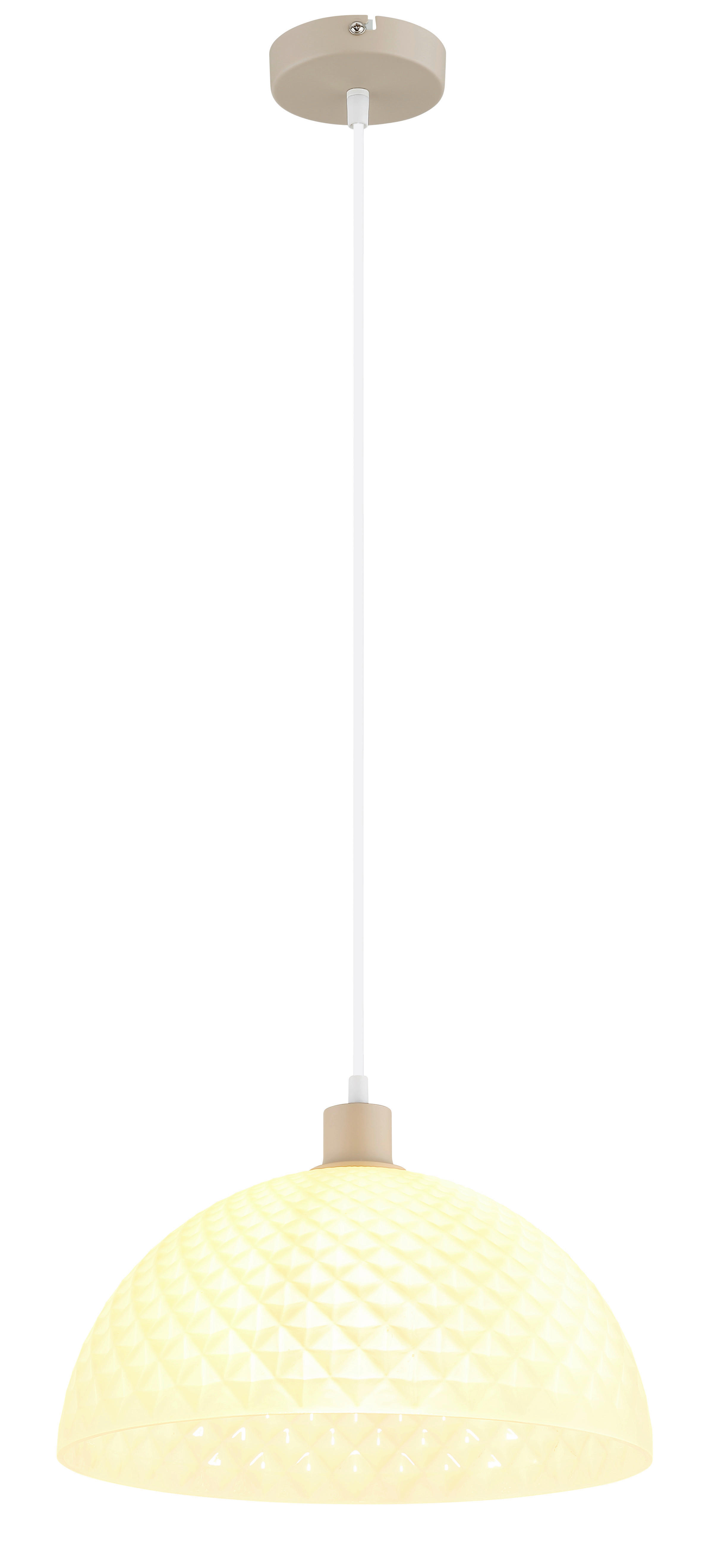 GLOBO Pendelleuchte weiß sand champagner Glas PVC Metall H/D: ca. 120x35 cm E27 1 Brennstellen SELMA - sand/weiß (35,00/120,00cm) - GLOBO