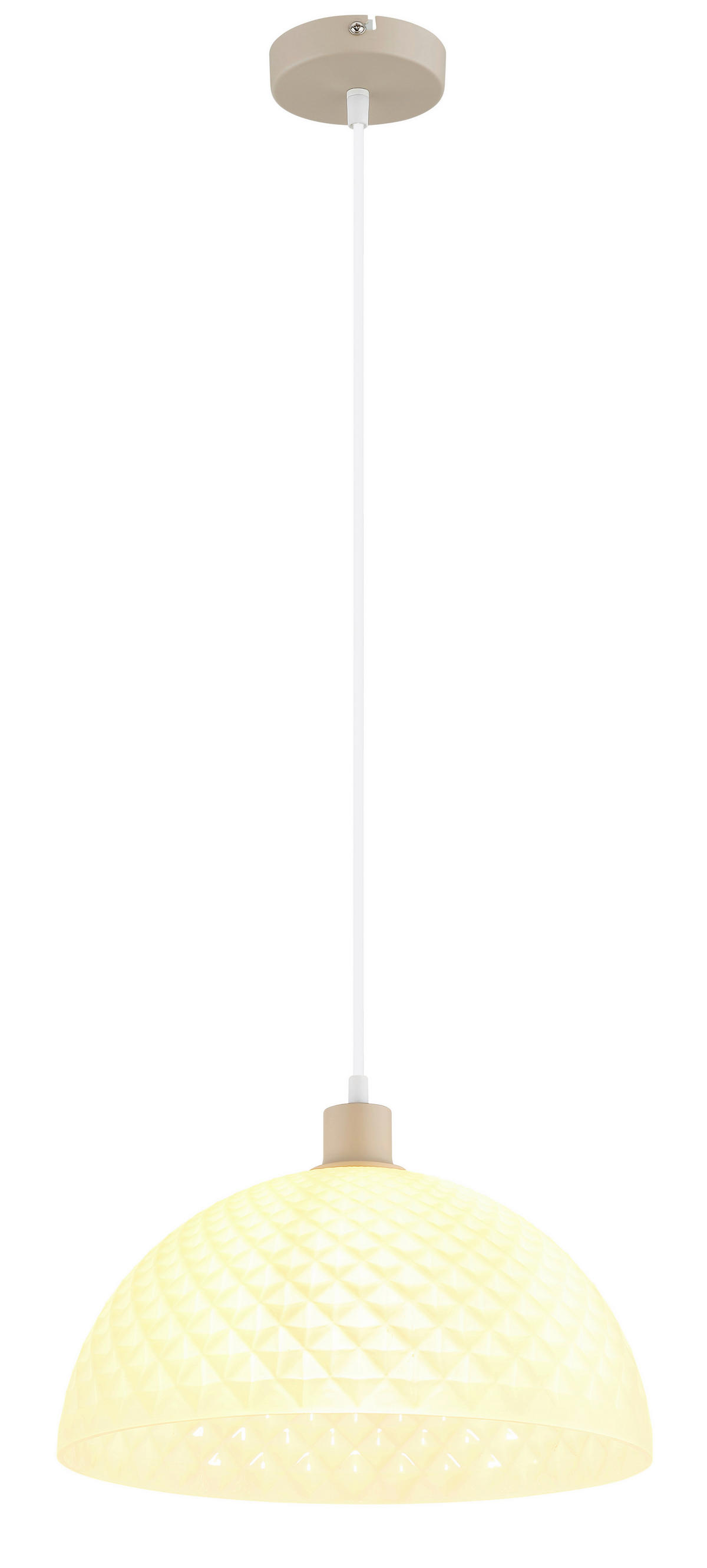 GLOBO Pendelleuchte weiß sand champagner Glas PVC Metall H/D: ca. 120x35 cm E27 1 Brennstellen SELMA - sand/weiß (35,00/120,00cm) - GLOBO