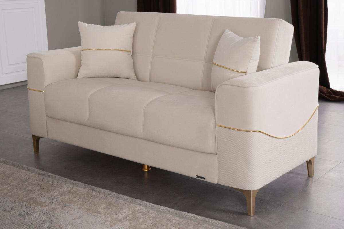 Sofa 3-2-1 Salda beige Microfaser Salda - gold/beige