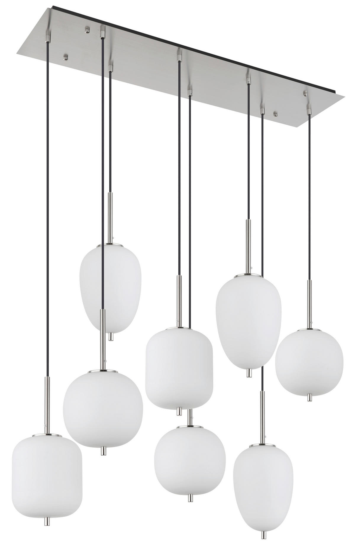 GLOBO Pendelleuchte nickel Glas Metall B/H/T: ca. 34x120x102,5 cm 8.0 Brennstellen 15345-8NO - nickel (34,00/120,00/102,50cm) - GLOBO