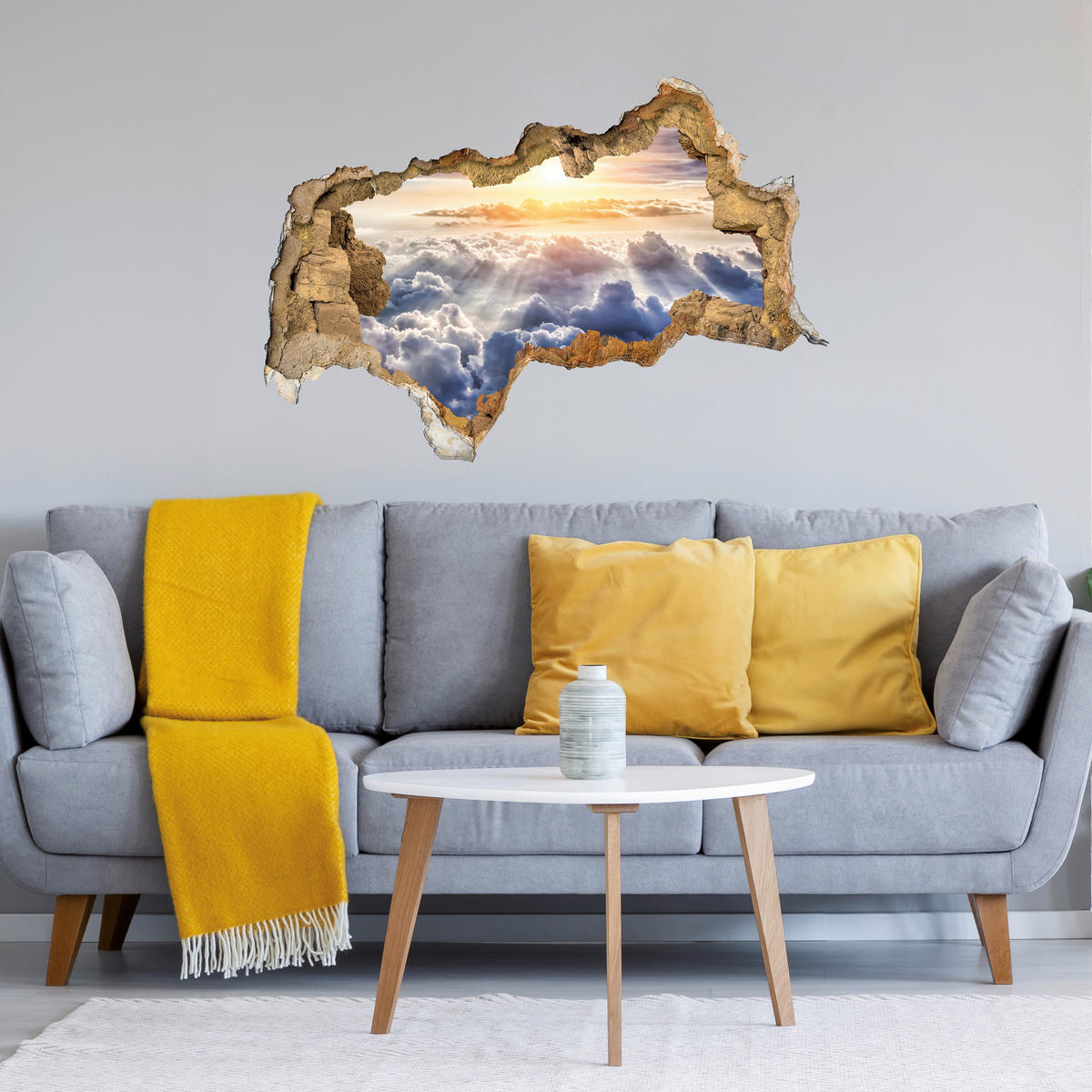 Dekosticker Mauer bunt B/L: ca. 50x70 cm 2 tlg. Dekosticker Mauer Wolke - bunt (50,00/70,00cm)