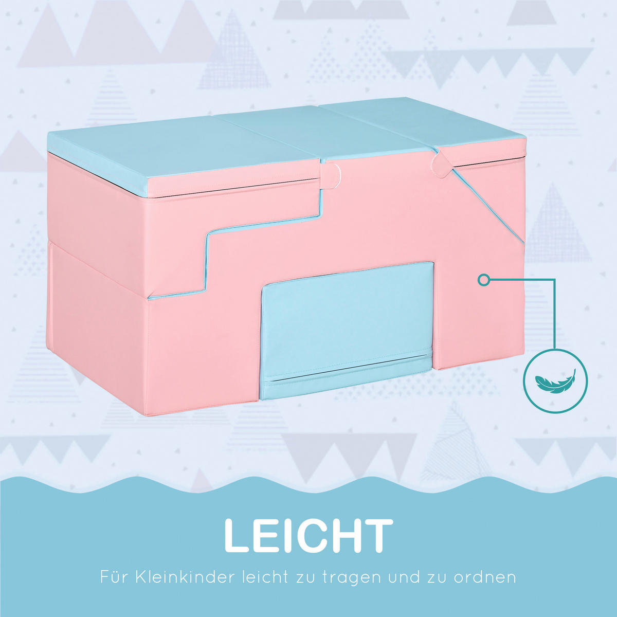 HOMCOM Kinder-Softplay-Set B/H/L: ca. 49x47x147 cm Kinder-Softplay-Set - blau/rosa (147,00/49,00/47,00cm) - HOMCOM