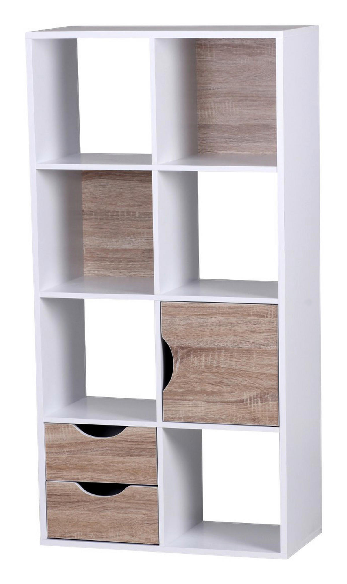 Regal Eiche Sonoma Nachbildung weiß lackiert B/H/T: ca. 60x120x29 cm Bücherregal - Eiche/weiß (60,00/120,00/29,00cm) - Wohnling