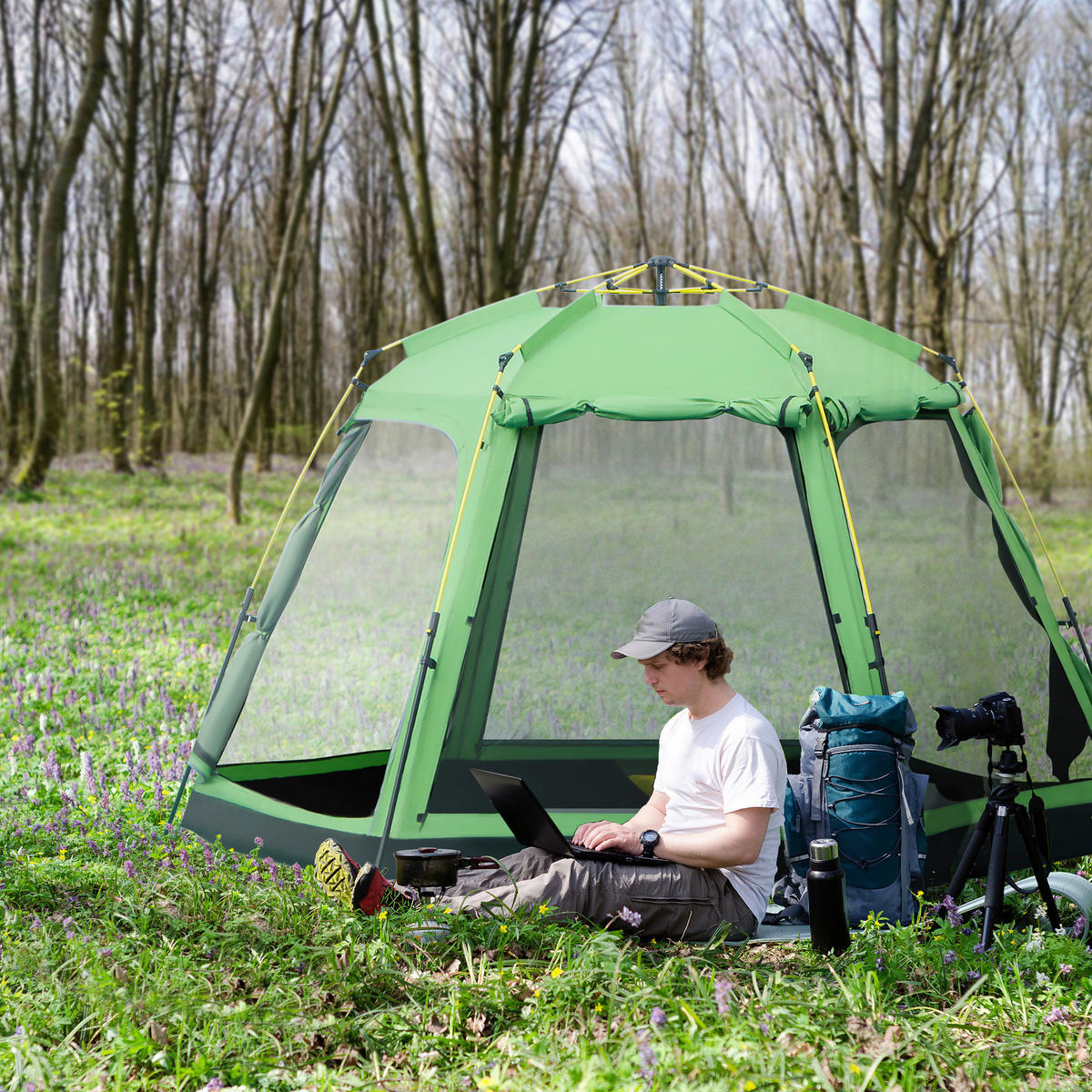 Outsunny Campingzelt B/H/L: ca. 320x180x320 cm Campingzelt - grün (320,00/320,00/180,00cm) - Outsunny