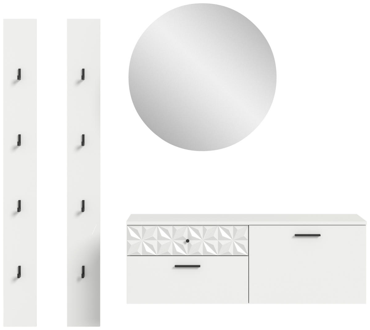 Garderobe Prisma weiß weiß Hochglanz B/H/T: ca. 172x192x34 cm Prisma - weiß (172,00/192,00/34,00cm) - xonox.home