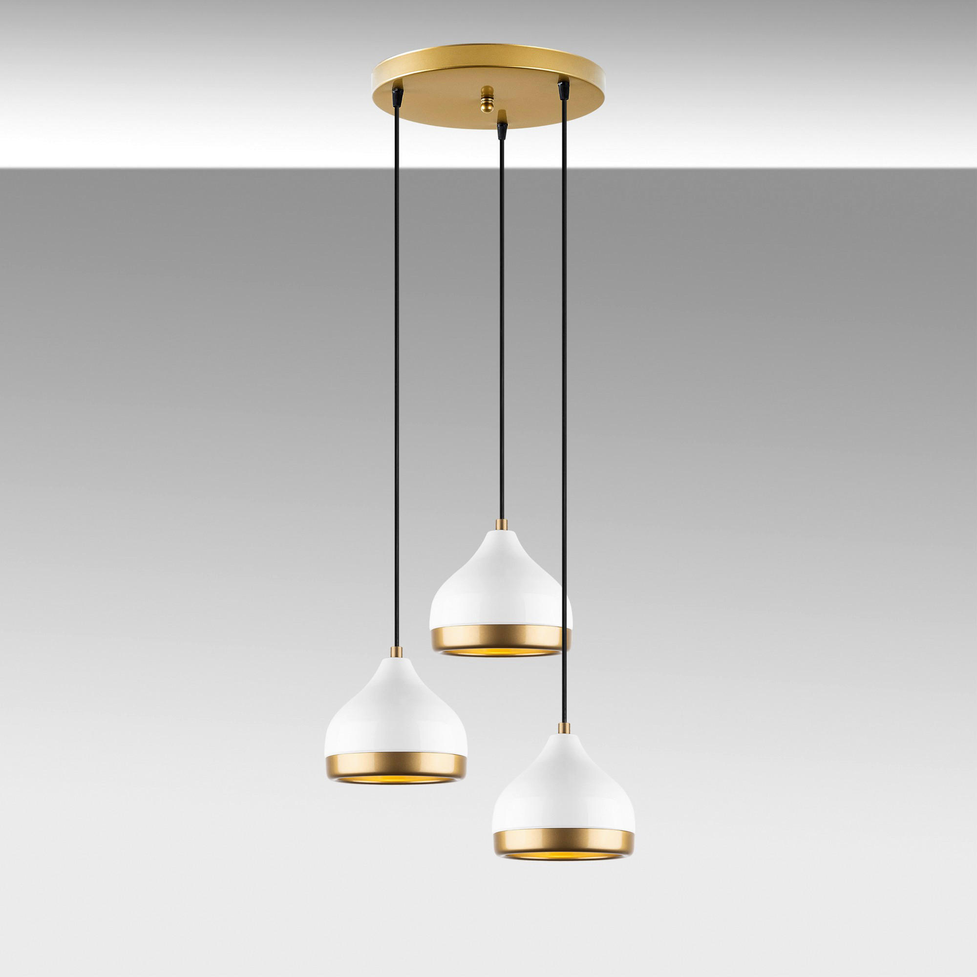 Thumbnail - Opviq Pendelleuchte Yldo weiß B/H/T/L: ca. 37x111x17x37 cm E27 3 Brennstellen