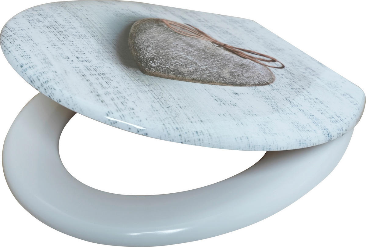WC-Sitz weiß grau Duroplast WC-Sitz_Wooden_Heart Duroplast - weiß/grau