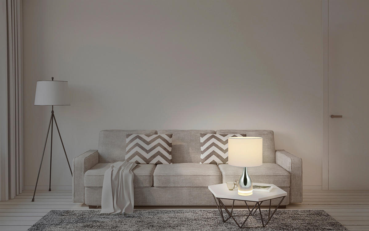 Näve Leuchten LED-Tischleuchte weiß Metall Textil Kunststoff B/H/T/D: ca. 25x43,5x25x25 cm COSIMA - weiß (25,00/43,50/25,00cm) - Näve Leuchten