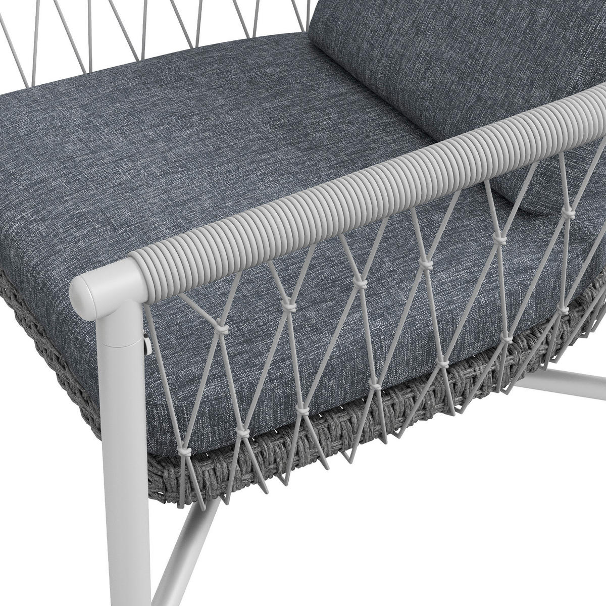Outsunny Sitzgruppe grau Edelstahl B/H/L: ca. 68x121x67 cm Rattan_Gartenmöbel-Set - grau (67,00/68,00/121,00cm) - Outsunny