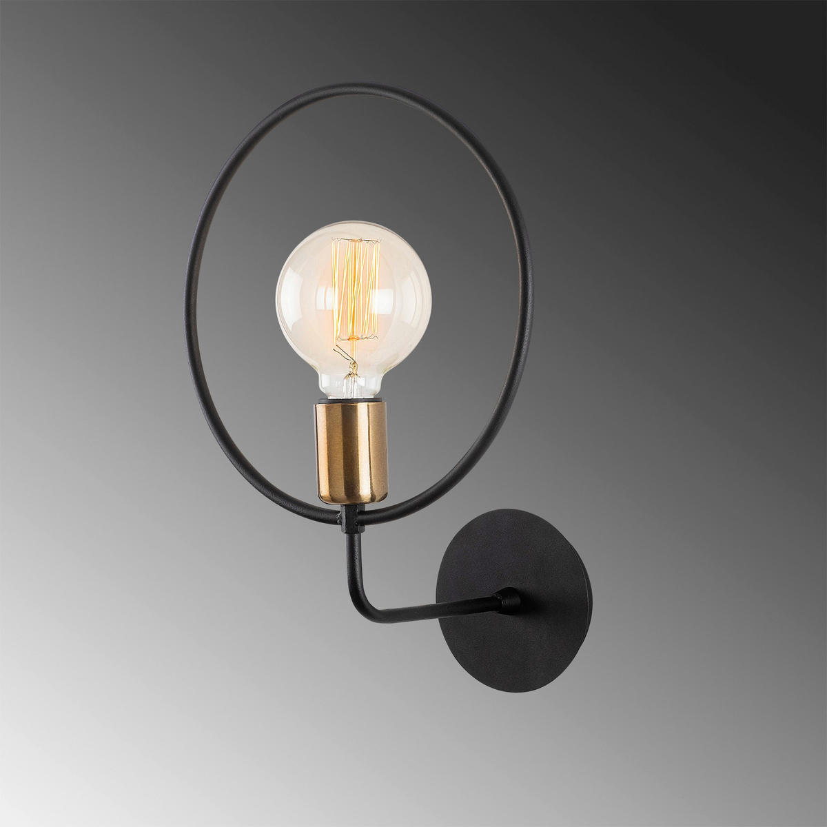 Opviq Wandleuchte schwarz Metall B/H/L: ca. 19x38x26 cm E27 1 Brennstellen Circle - schwarz (26,00/19,00/38,00cm) - Opviq