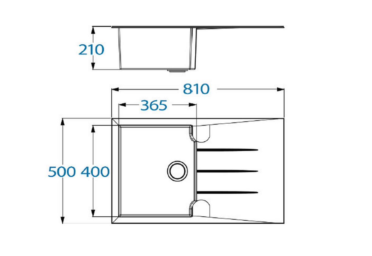 Respekta Einbauspüle Alineo 81x50 TG Titaniumgrau Quarzolite B/H/T: ca. 81x21x50 cm Alineo 81x50 TG - Titaniumgrau (81,00/21,00/50,00cm) - Respekta