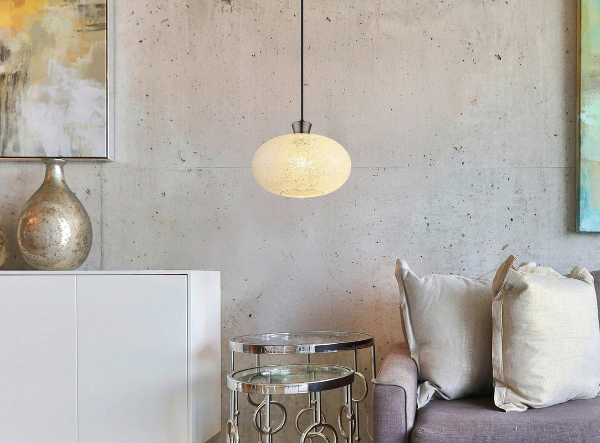 GLOBO Hängeleuchte Chrom schwarz Metall Glas B/H/L: ca. 19x33x33 cm E27 1 Brennstellen Hängeleuchte-Brokana - schwarz/Chrom (33,00/19,00/33,00cm) - GLOBO