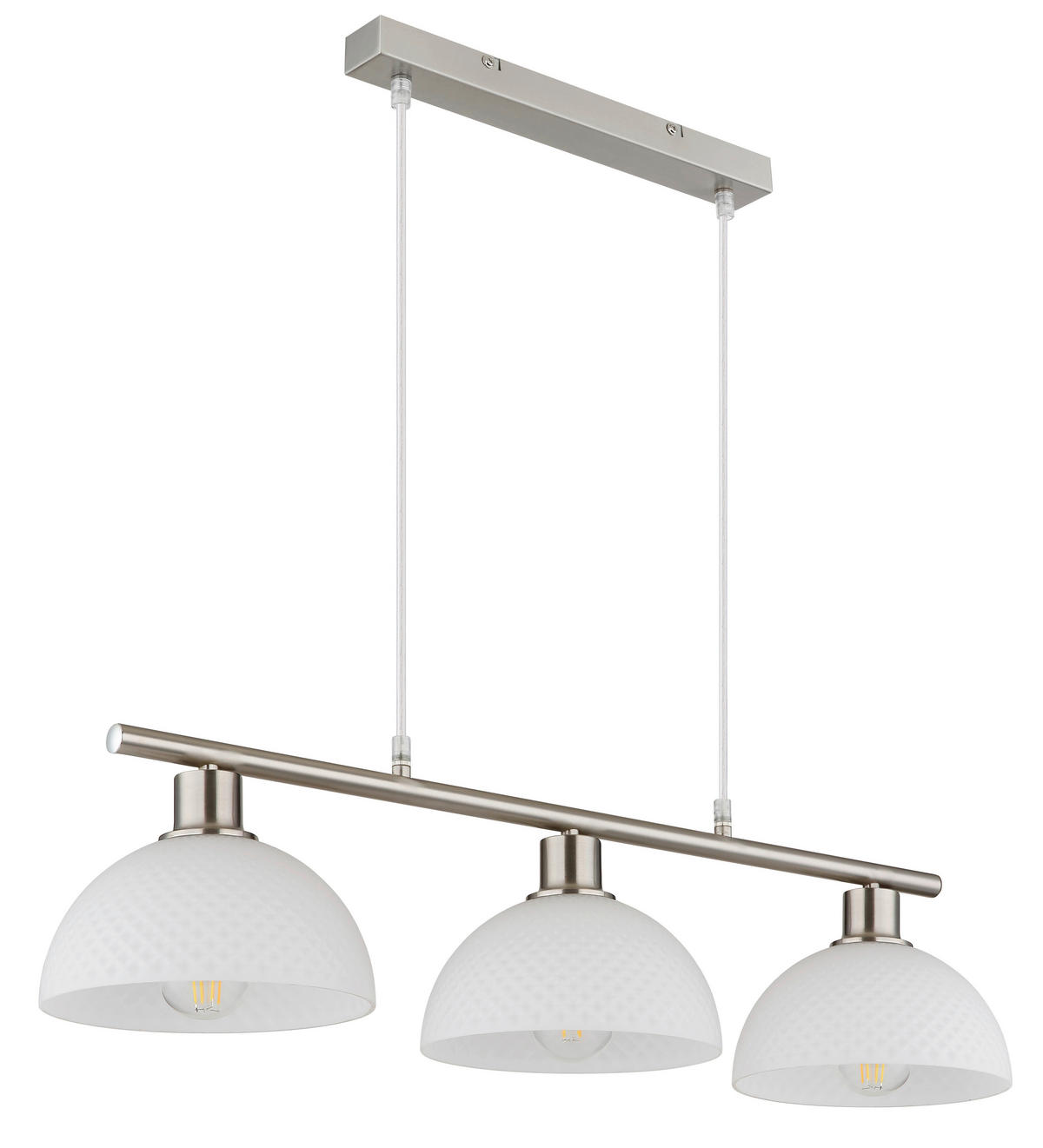 GLOBO Pendelleuchte Opal nickel Metall Glas PVC B/H/L: ca. 20x120x77 cm E27 3 Brennstellen SELMA - nickel/Opal (77,00/20,00/120,00cm) - GLOBO