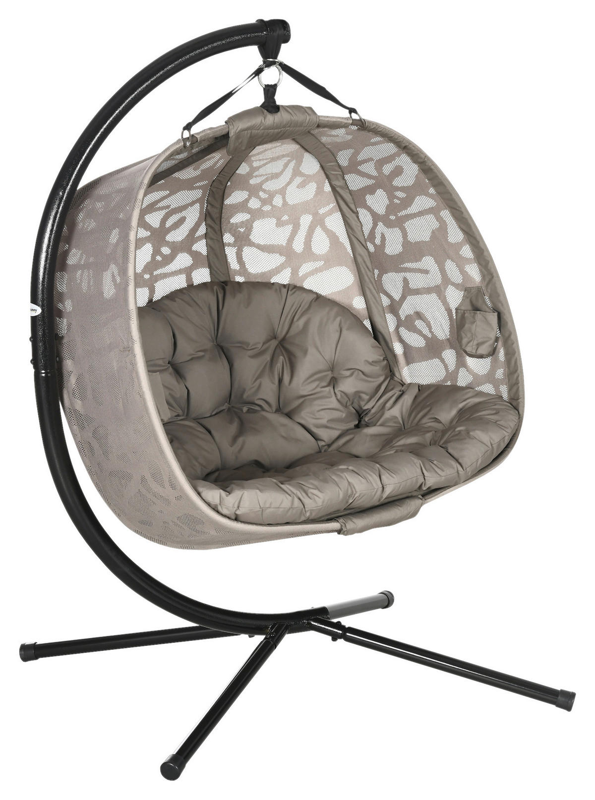 Outsunny Hängesessel mit Sitzkissen sand Polyester B/H/L: ca. 103x172x130 cm Hängesessel_mit_Sitzkissen - sand (130,00/103,00/172,00cm) - Outsunny