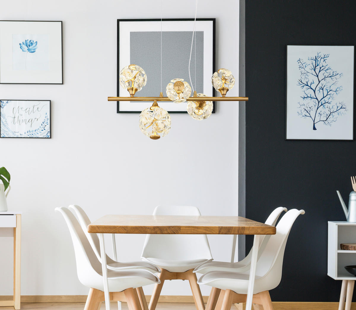 GLOBO LED-Pendelleuchte gold Metall B/H/L: ca. 61x31x150 cm LED-Pendelleuchte_Virina - gold (150,00/61,00/31,00cm) - GLOBO