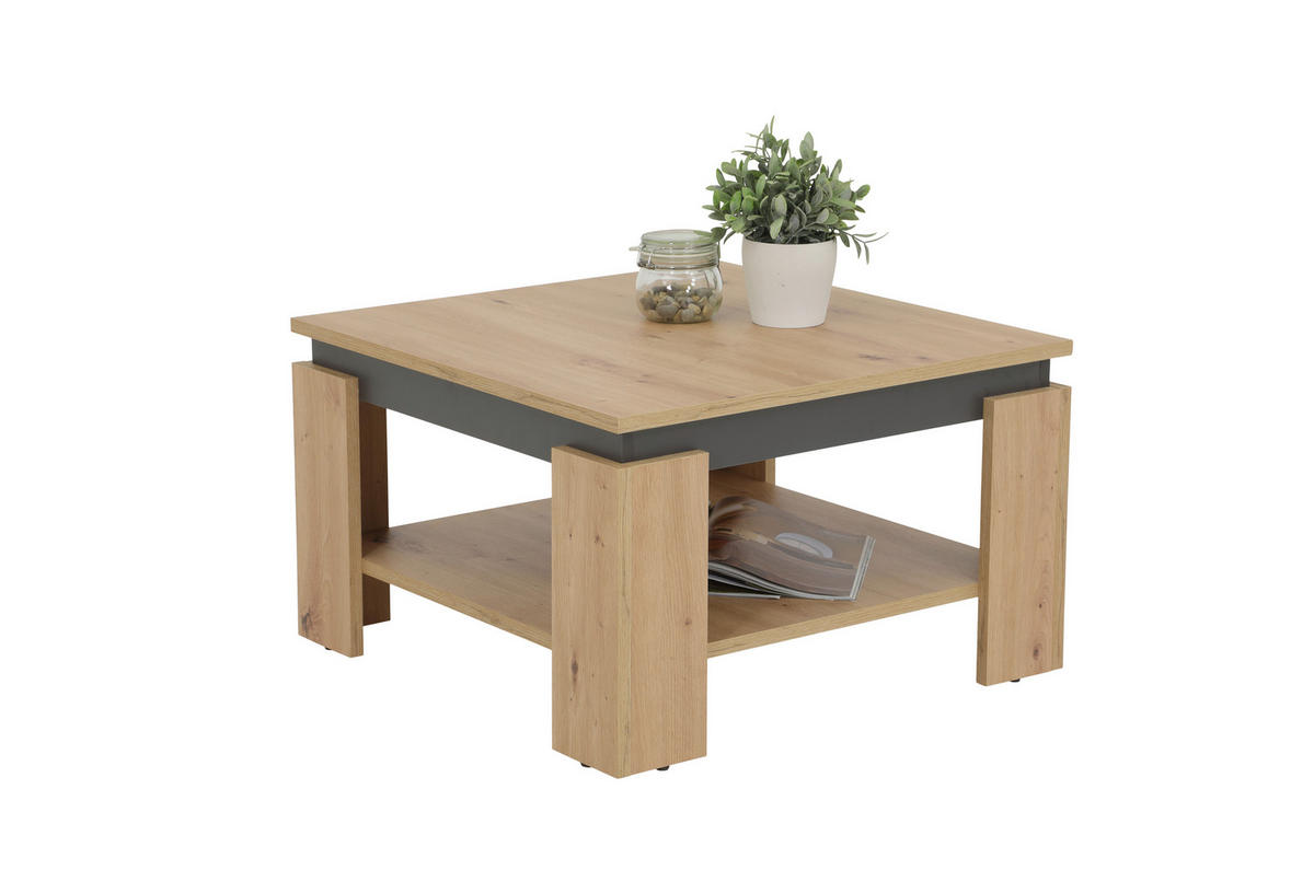 Couchtisch Tim III Eiche anthrazit B/H/T: ca. 68x41x68 cm Tim III - Eiche/anthrazit (68,00/41,00/68,00cm) - Hela