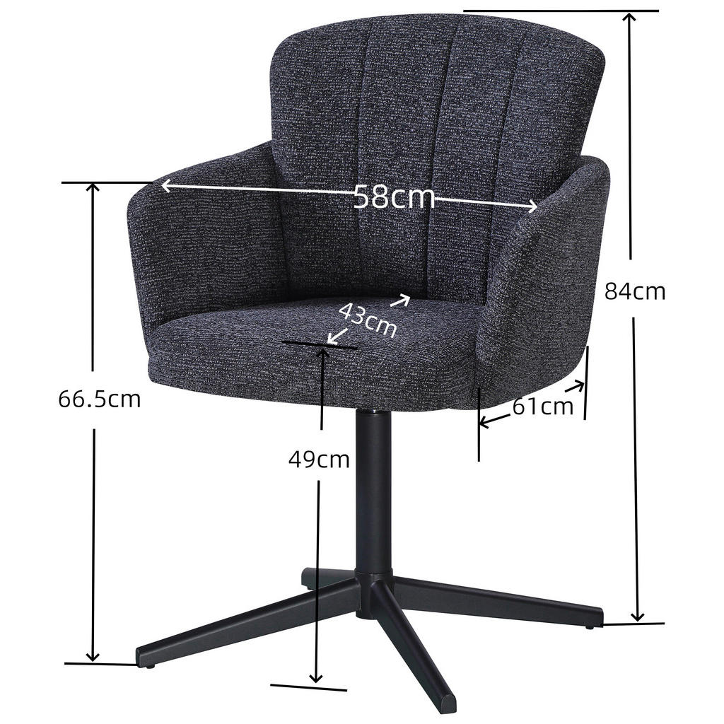 Thumbnail - Armlehnstuhl Dana anthrazit schwarz Webstoff Metall