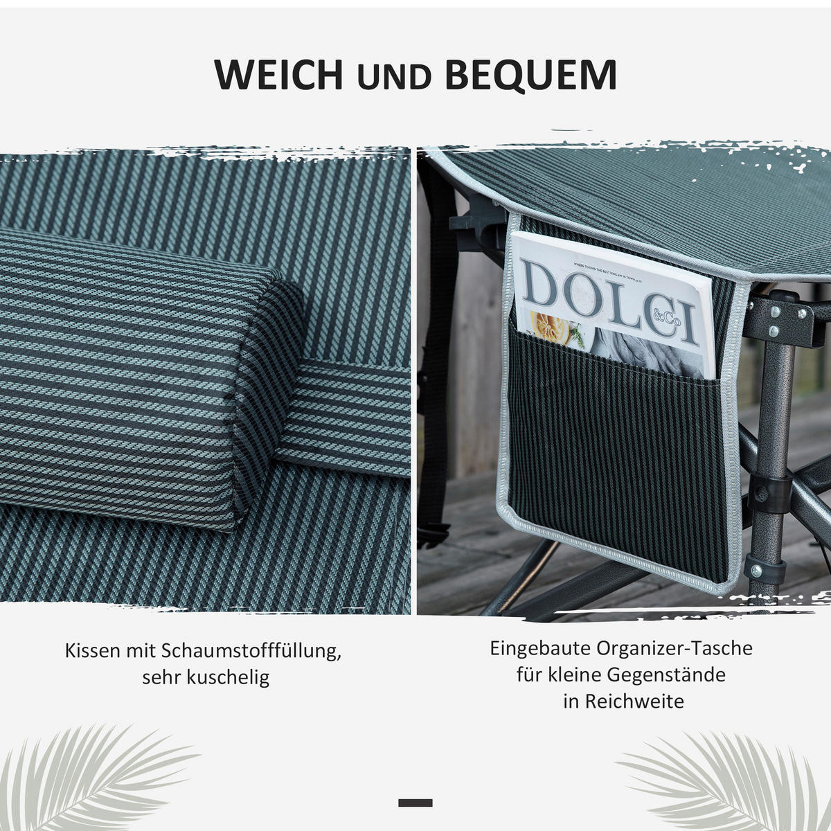 Outsunny Campingbett B/H/L: ca. 64,5x53x188 cm Campingbett - grau (188,00/64,50/53,00cm) - Outsunny