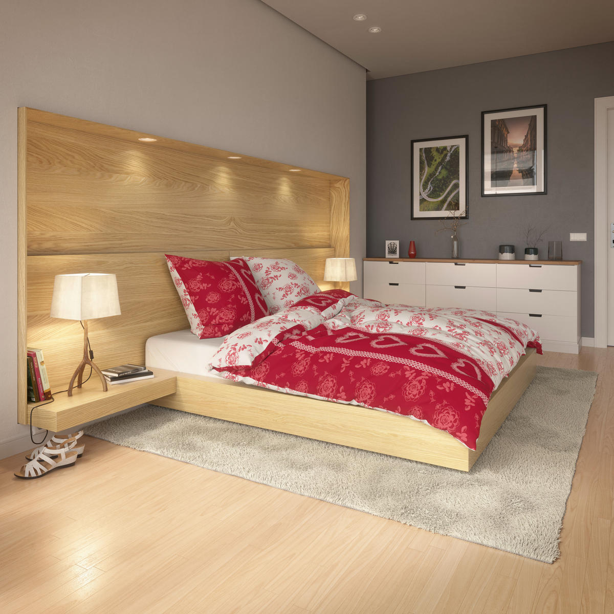 Baumwoll Bettwäsche Cotton touch Bettwäsche_Cotton-Touch Rose - weiß/rot (135,00/200,00cm) - Sensation