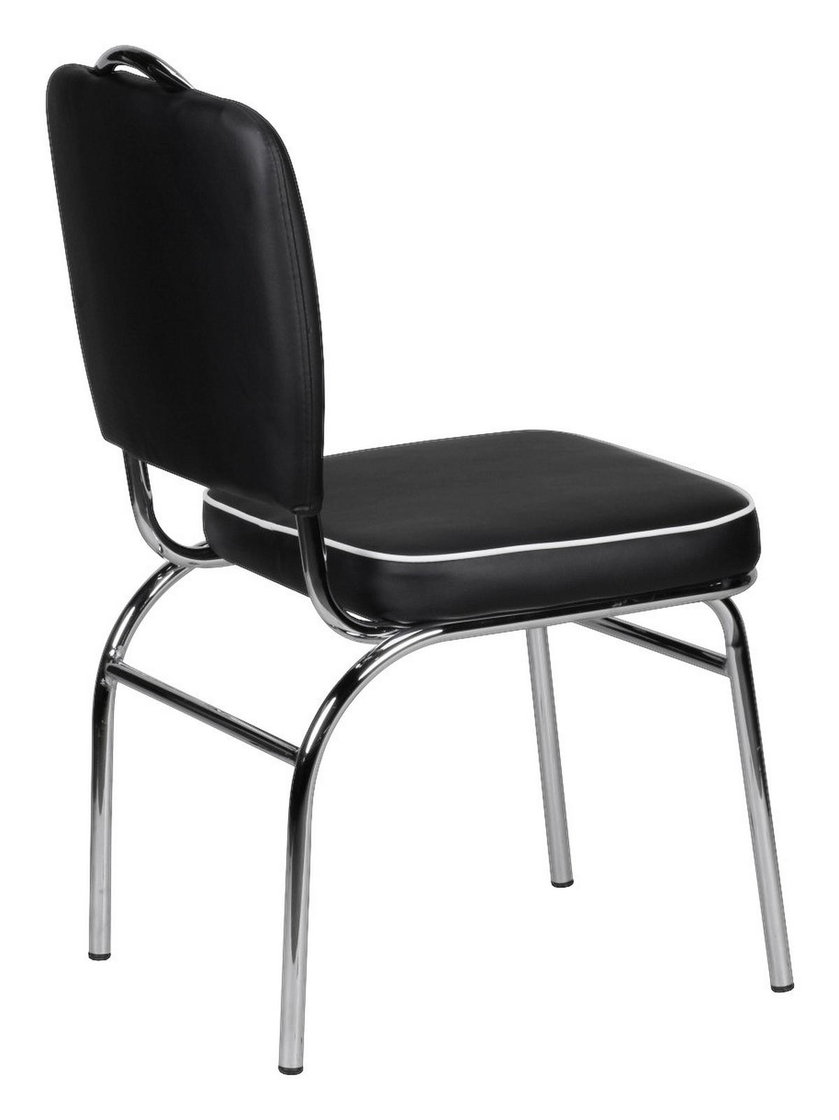 Stuhl schwarz weiß Chrom Kunstleder Metall Kunstleder Esszimmerstuhl - weiß/schwarz - Wohnling