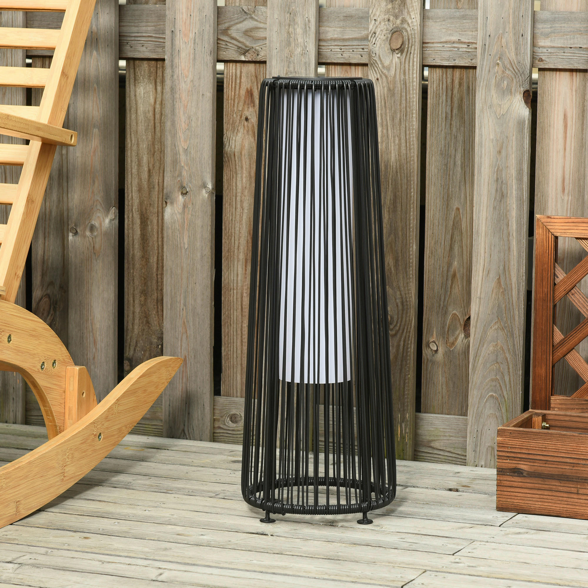 Solarleuchte schwarz Stahl Polyester Kunststoff B/H/L: ca. 21,5x61x21,5 cm Solarleuchte - schwarz (21,50/21,50/61,00cm) - Outsunny