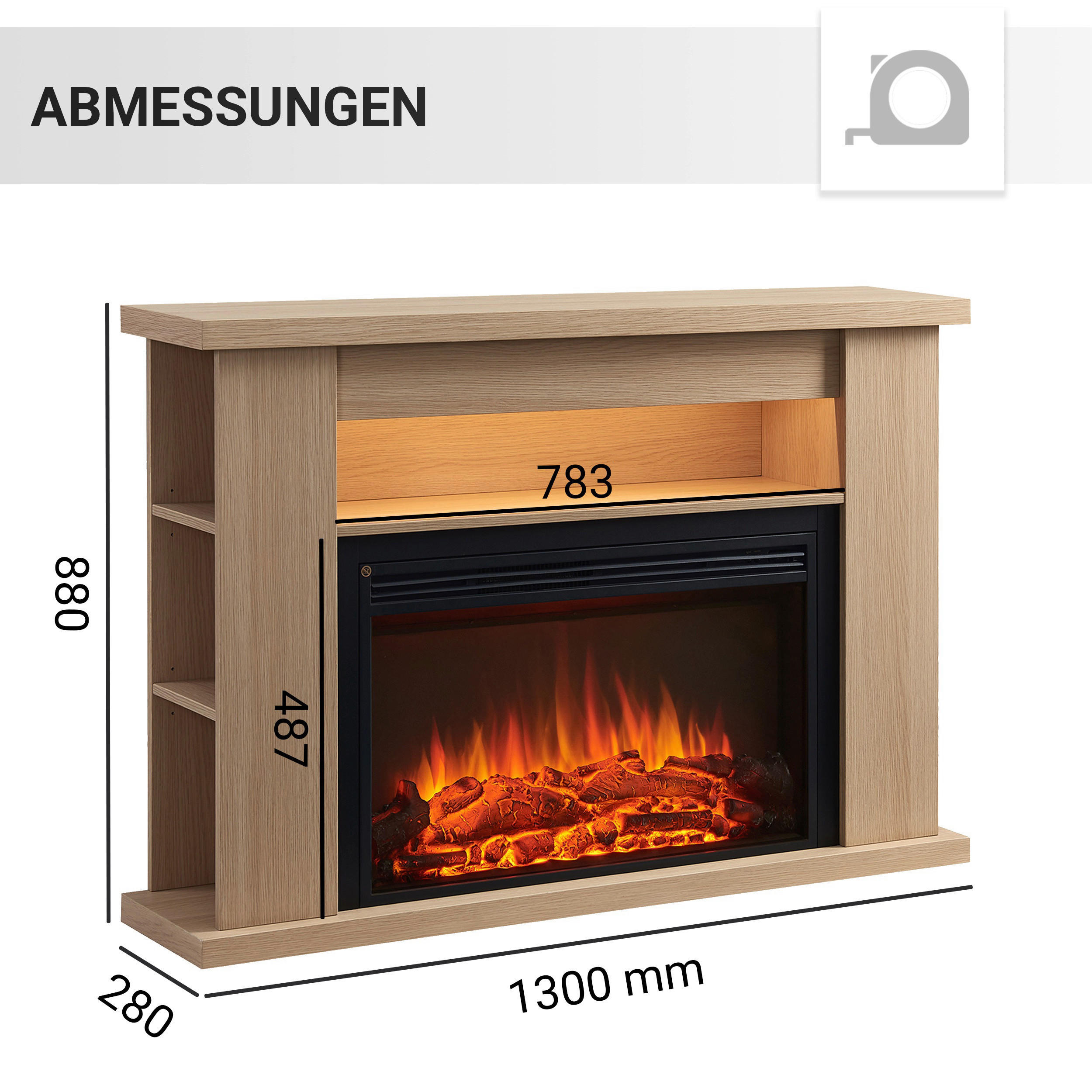 Balderia Elektrischer-Kamin Ruby EF376A-MT376E-NO braun B/H/L: ca. 28x88x130 cm ca. 2000 W Elektro-Kamin Ruby - braun (130,00/28,00/88,00cm) - Balderia