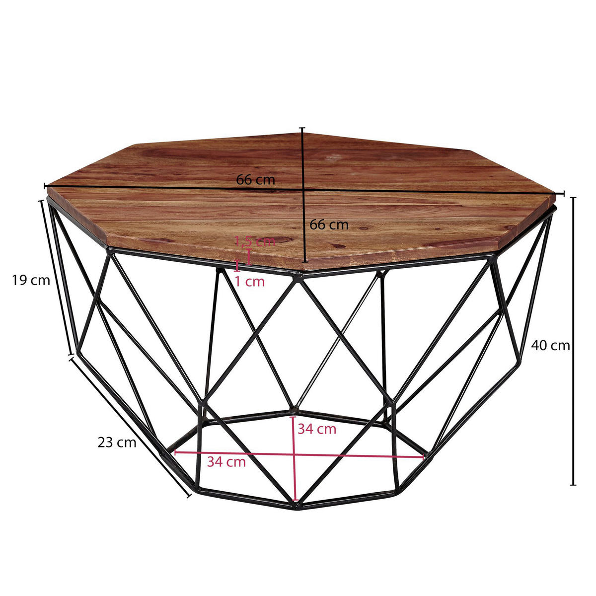 Couchtisch braun B/H/T: ca. 66x40x66 cm Couchtisch - braun (66,00/40,00/66,00cm) - Wohnling