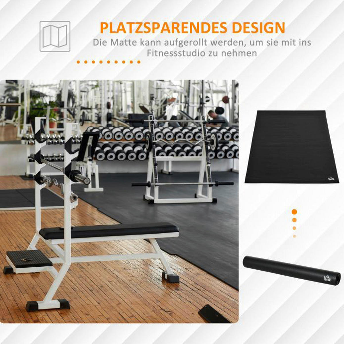 HOMCOM Fitnessmatte schwarz PVC B/H/L: ca. 90x6x180 cm Fitnessmatte - schwarz (180,00/90,00/6,00cm) - HOMCOM