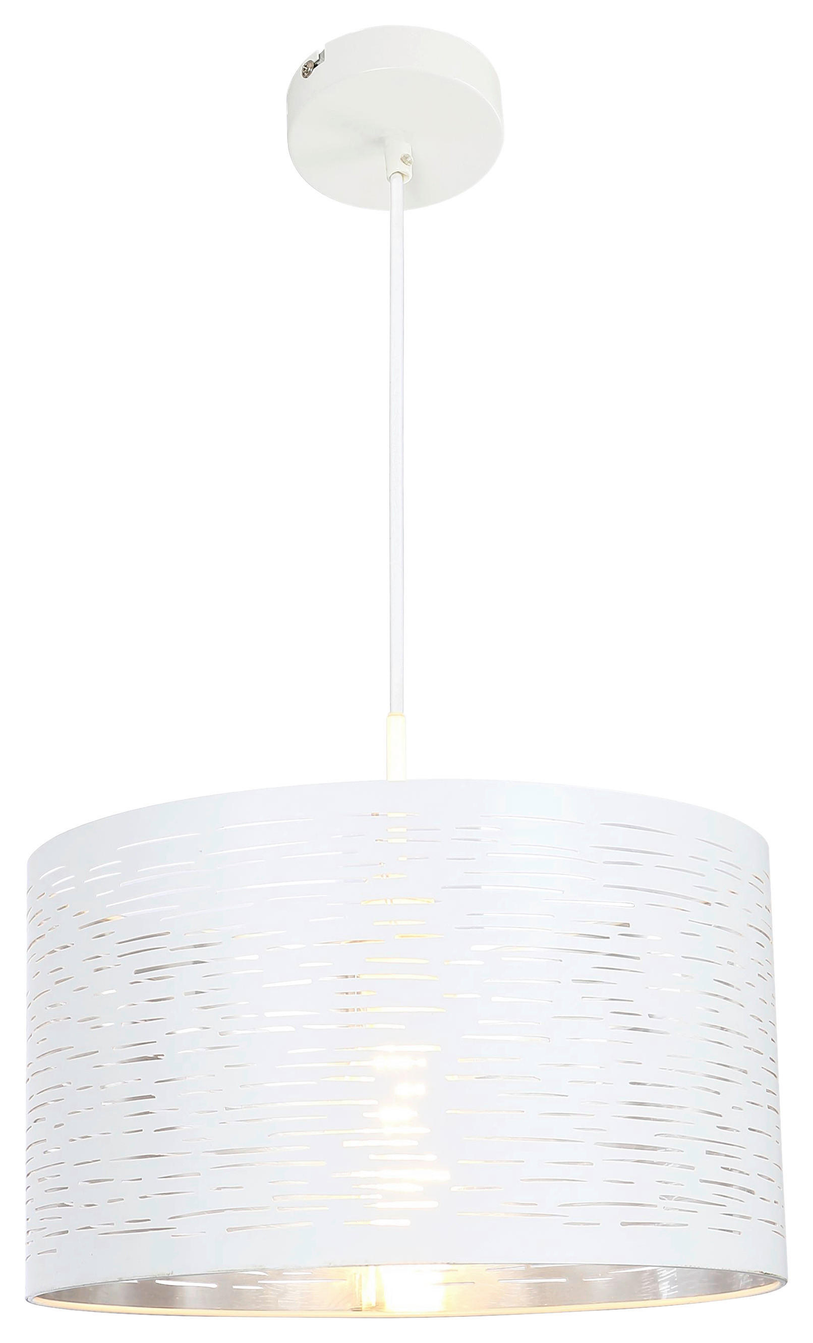 GLOBO Pendelleuchte weiß Metall Kunststoff H/D: ca. 120x38 cm E27 1 Brennstellen BARCA - weiß (38,00/120,00cm) - GLOBO