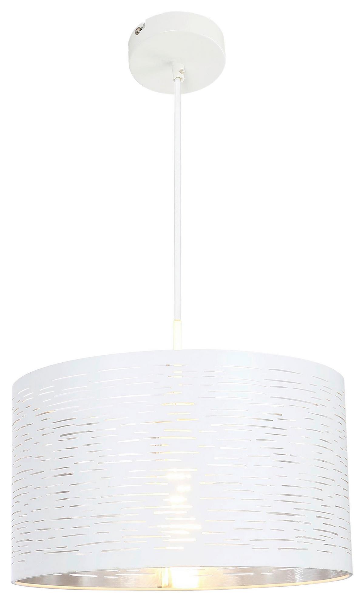 GLOBO Pendelleuchte weiß Metall Kunststoff H/D: ca. 120x38 cm E27 1 Brennstellen BARCA - weiß (38,00/120,00cm) - GLOBO