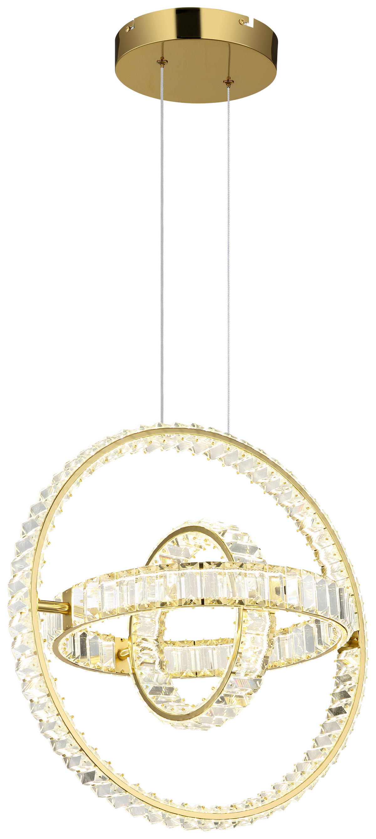 GLOBO LED-Pendelleuchte NEIL 67339-115G klar gold Edelstahl Metall B/H/L: ca. 40x130x50 cm 1.0 Brennstellen NEIL - gold/klar (50,00/40,00/130,00cm) - GLOBO