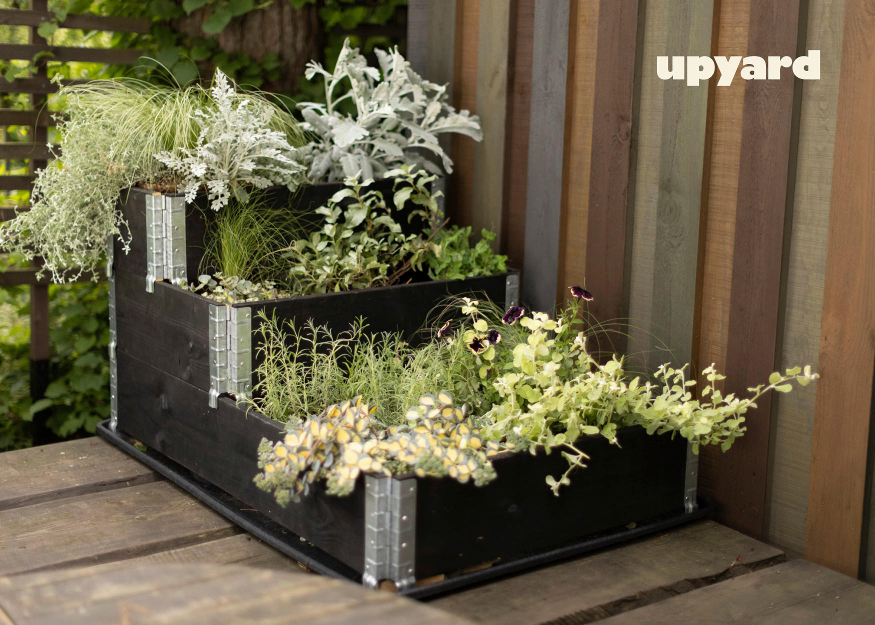 Thumbnail - UPYARD Stufenbeet INDUSTRIAL schwarz Holz B/L: ca. 30x80 cm