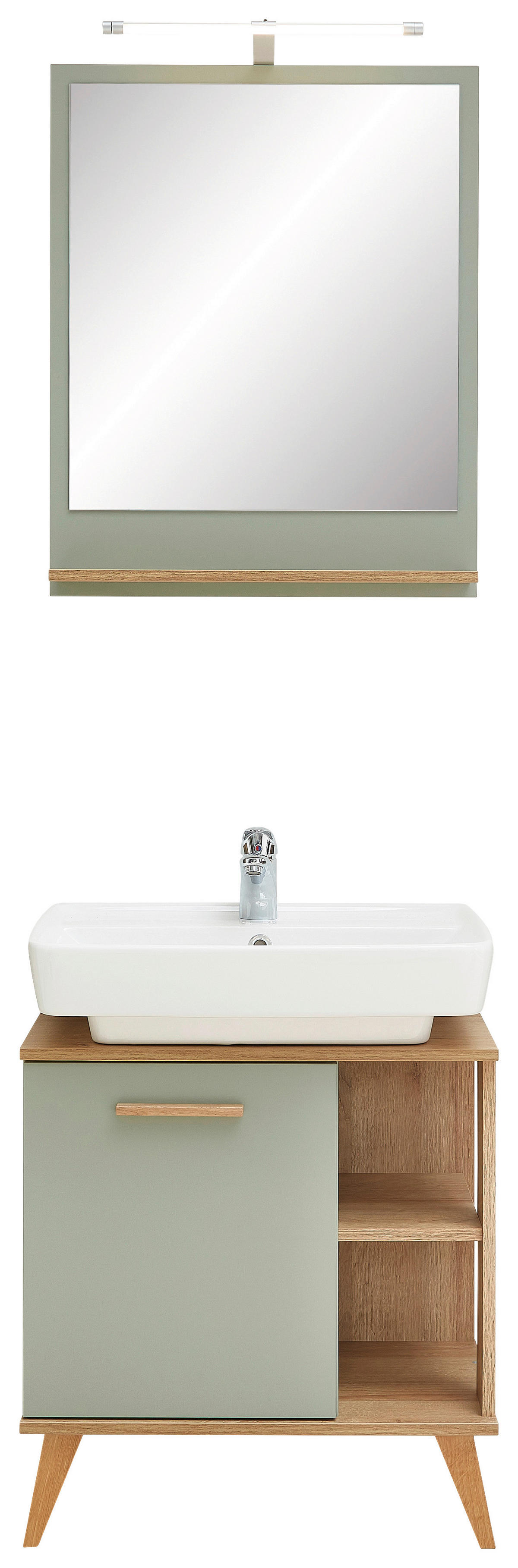 Badezimmer-Set Quickset 963 salbei Nachbildung Eiche Riviera Nachbildung B/H/T: ca. 60,5x200x33 cm Quickset 963 - Eiche/salbei (60,50/200,00/33,00cm) - Pelipal