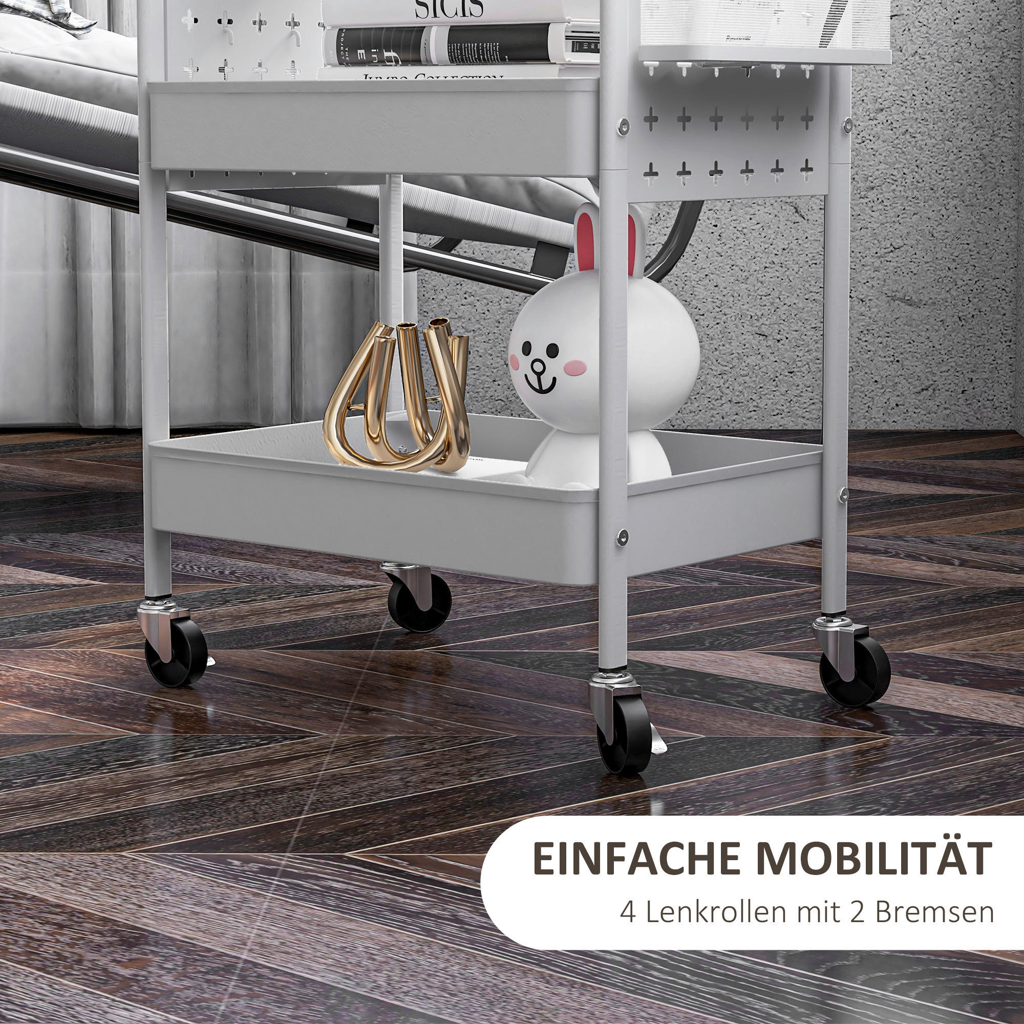 HOMCOM Küchenwagen weiß Edelstahl B/H/L: ca. 30,5x53,5x75 cm Küchenwagen - weiß (75,00/30,50/53,50cm) - HOMCOM
