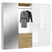 Garderobe PROJEKT Eiche Artisan Nachbildung weiß Hochglanz Spiegel B/H/T: ca. 213x193x34 cm PROJEKT - Eiche/weiß (213,00/193,00/34,00cm) - xonox.home