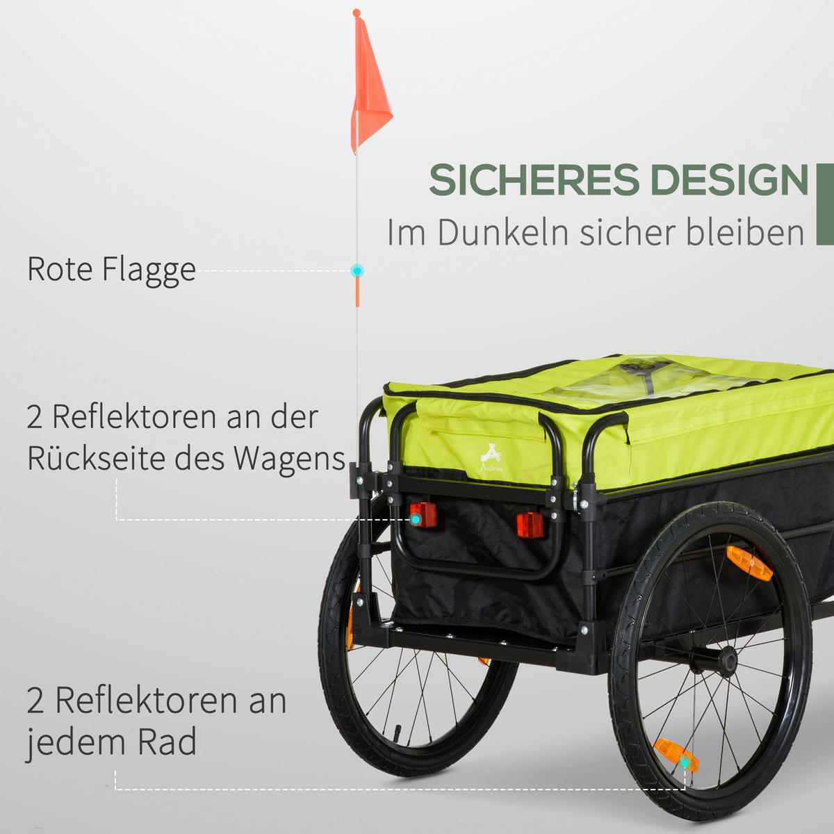HOMCOM Fahrradanhänger gelb gelb B/H/L: ca. 64x103x130 cm Fahrradanhänger - gelb/schwarz (130,00/64,00/103,00cm) - HOMCOM