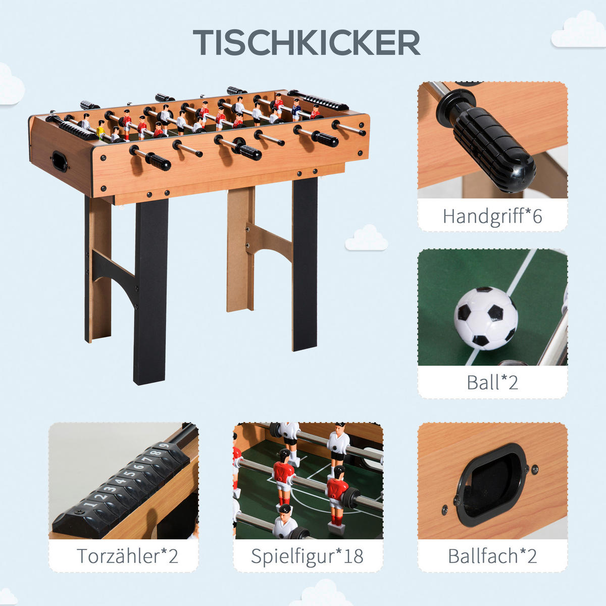 HOMCOM Multispieltisch schwarz MDF B/H/L: ca. 43x73x87 cm Multispieltisch - natur/schwarz (87,00/43,00/73,00cm) - HOMCOM