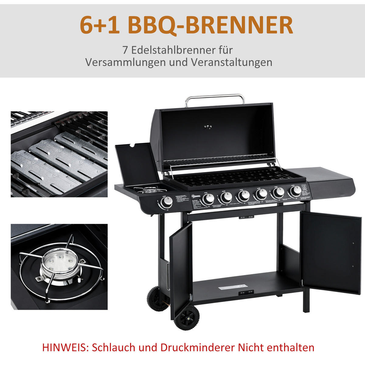 Outsunny Gasgrill Metall B/H/L: ca. 50x100x135 cm Gasgrill - schwarz (135,00/50,00/100,00cm) - Outsunny