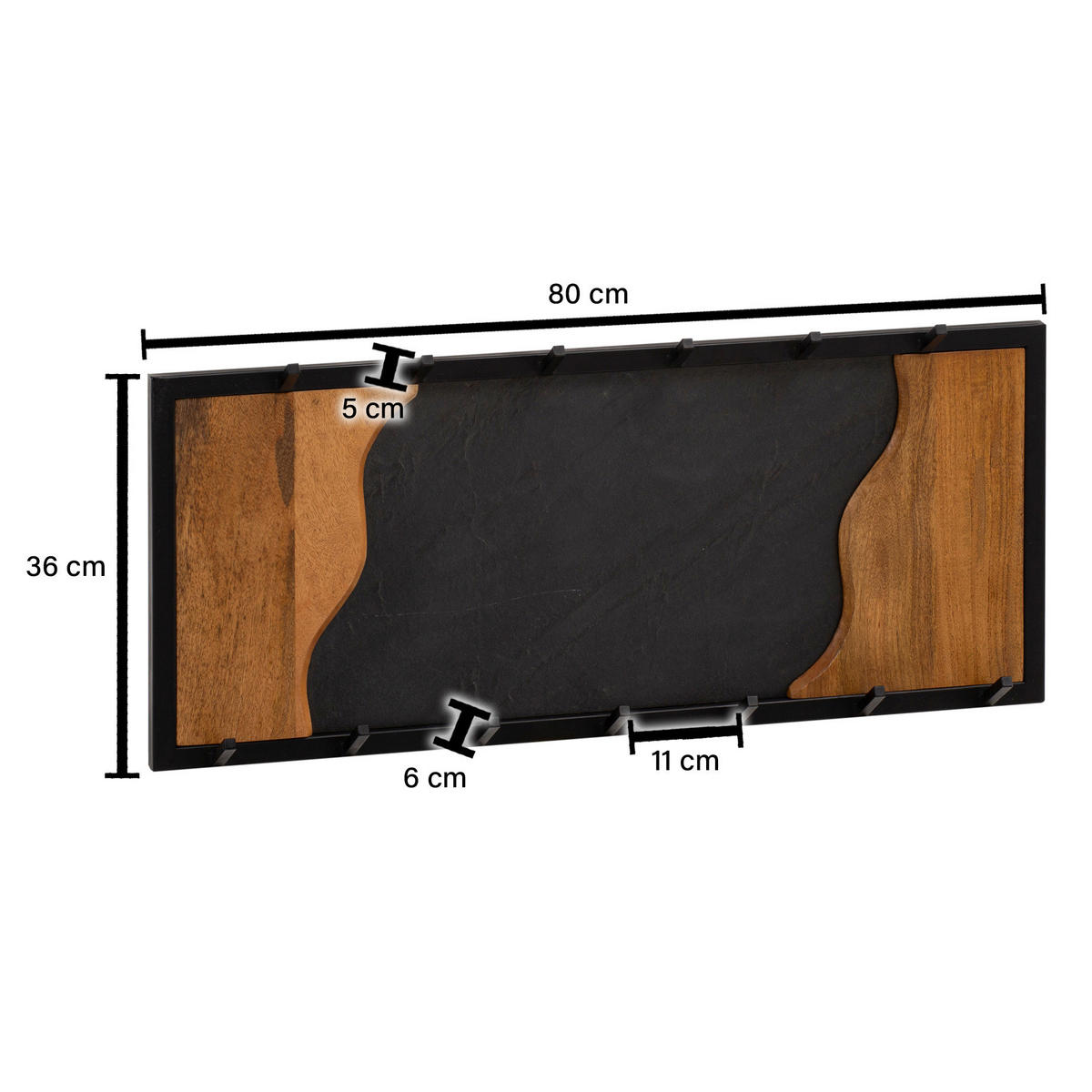 Wandgarderobe schwarz B/H/T: ca. 80x36x6 cm Wandgarderobe - schwarz (80,00/36,00/6,00cm) - Wohnling
