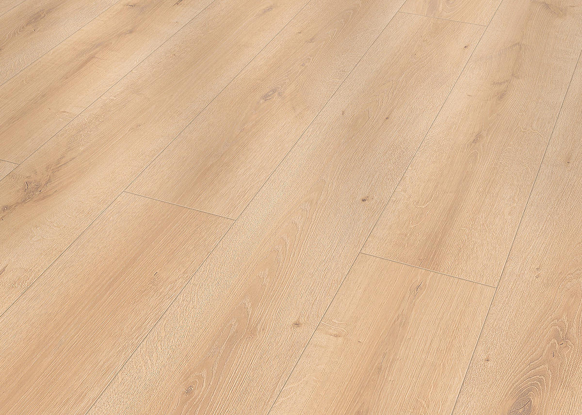 Laminatboden Eiche natur ca. 1,996 m² im Paket  B/L: ca. 19,4x128,6 cm pro Paket Eiche natur ca. 1,996 m² im Paket - natur (19,40/128,60cm)