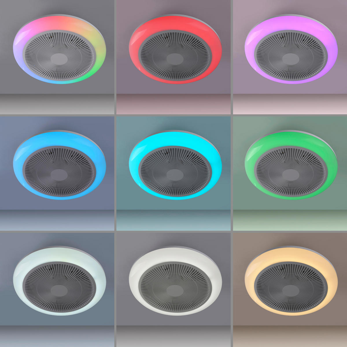 Just Light LED-Deckenventilator B/H/L: ca. 46x14x46 cm max. 22 W LED-Deckenventilator_Brenda - (46,00/46,00/14,00cm) - Just Light