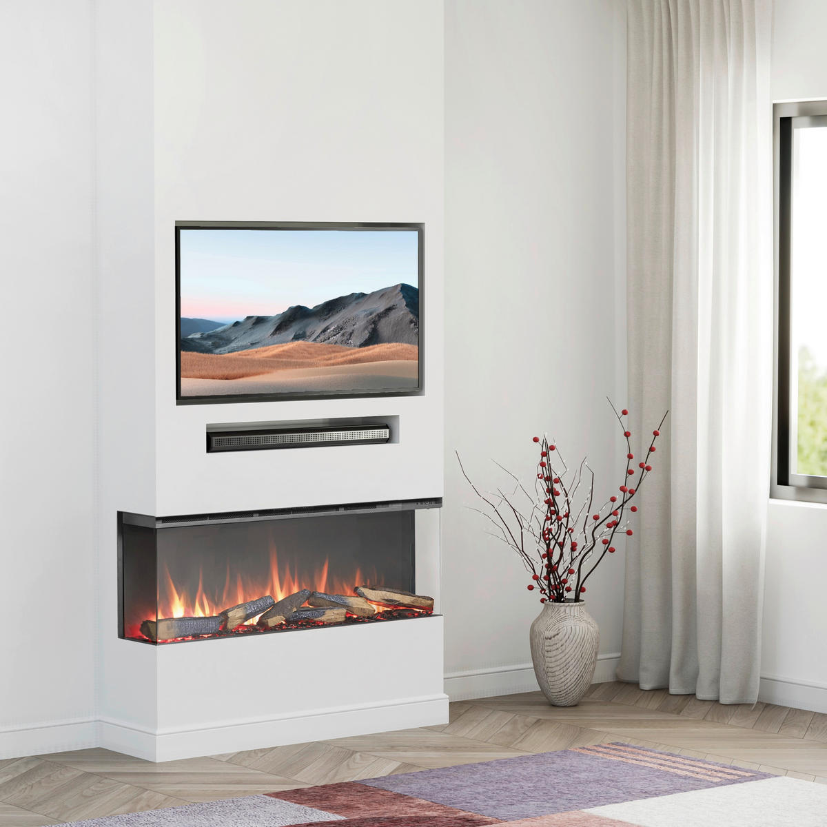 Balderia Elektrischer-Kamin EF408A Athena 44" schwarz B/H/T: ca. 113x50x21 cm ca. 1500 W Elektro-Kamin Athena 44" - schwarz (113,00/50,00/21,00cm) - Balderia