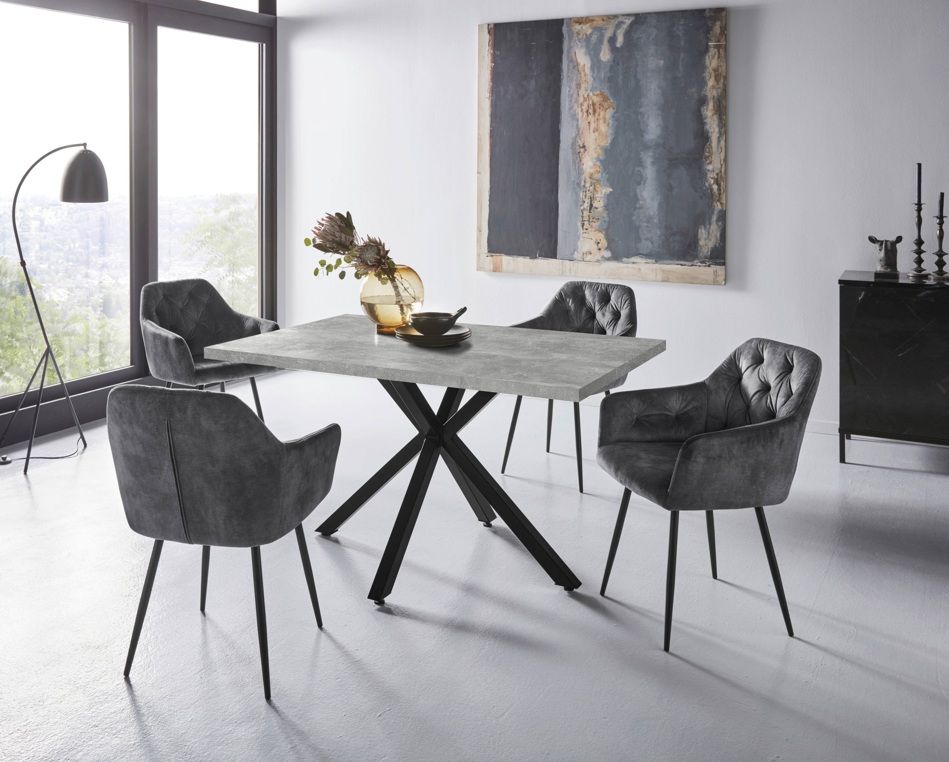 Essgruppe Cleo II Beton anthrazit B/H/T: ca. 140x76x90 cm Cleo II - Beton/anthrazit (140,00/76,00/90,00cm) - Hela