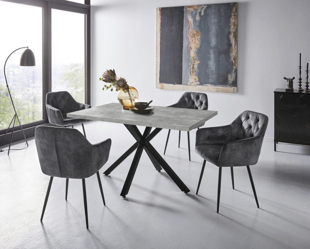 Essgruppe Cleo II Beton anthrazit B/H/T: ca. 140x76x90 cm Cleo II - Beton/anthrazit (140,00/76,00/90,00cm) - Hela