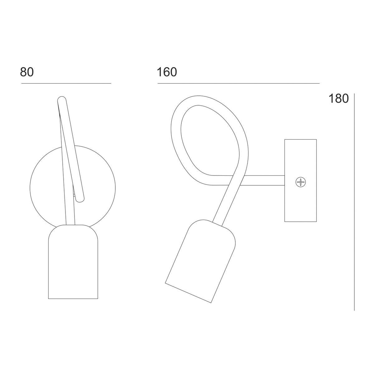 Lamkur Wandleuchte schwarz Stahl B/H/L: ca. 8x18x16 cm E27 1 Brennstellen Lizzy - schwarz (16,00/8,00/18,00cm) - Lamkur