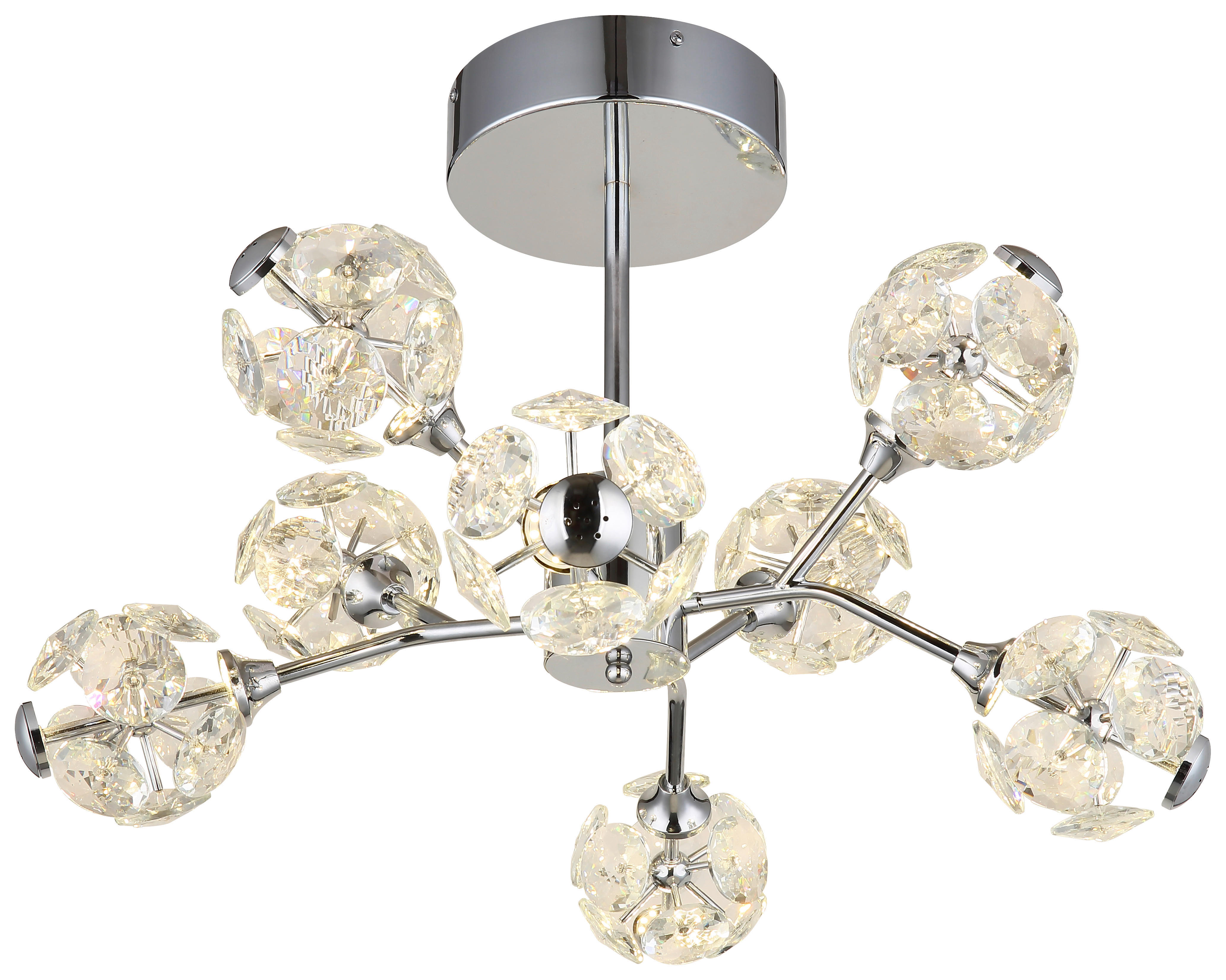 GLOBO Deckenleuchte Chrom klar Metall H/D: ca. 38x68 cm 1 Brennstellen VIRINA - klar/Chrom (68,00/38,00cm) - GLOBO
