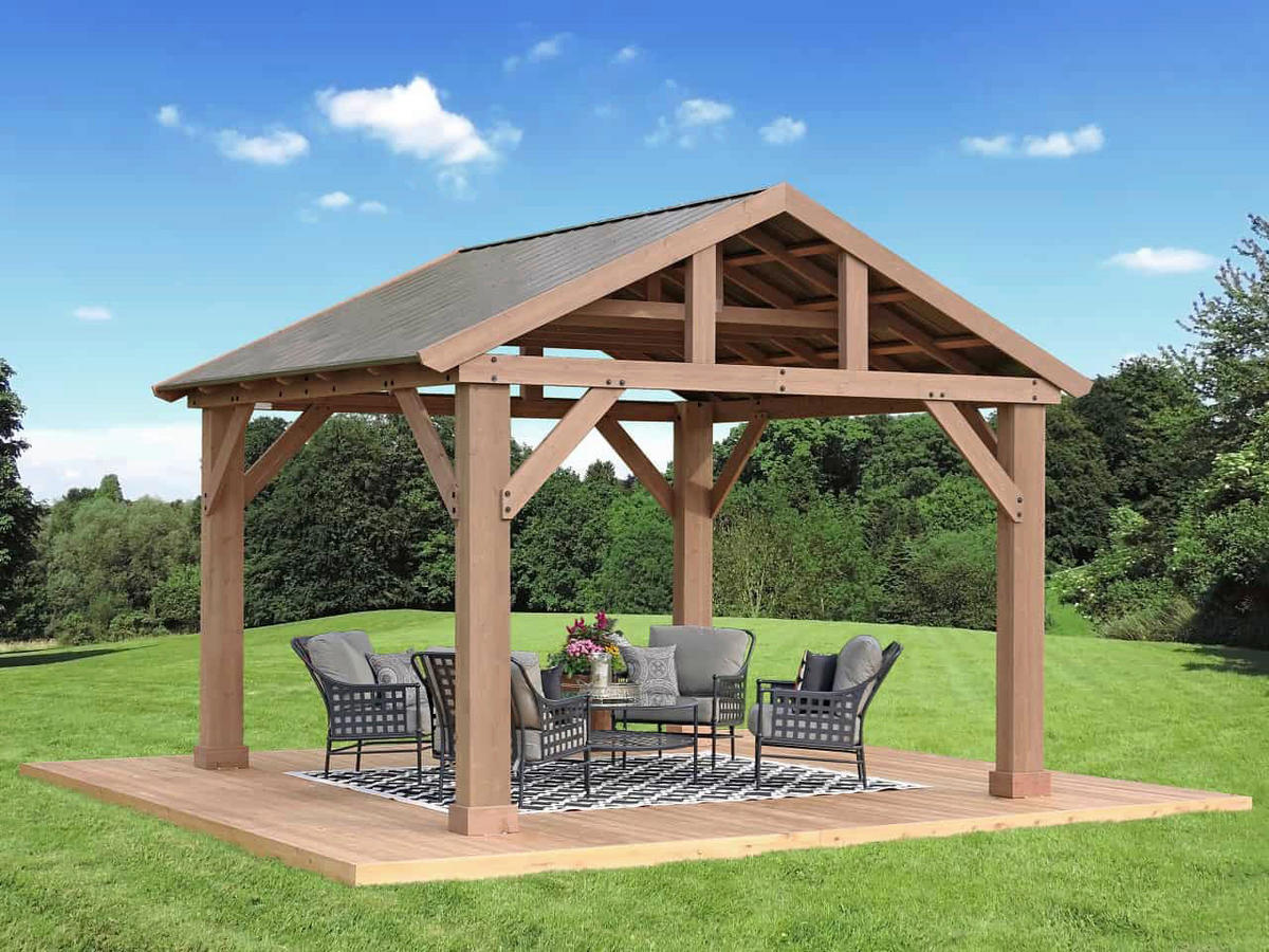 Westmann Pavillon Yukon braun Holz B/H/T: ca. 427x330x366 cm Yukon - braun/grau (427,00/330,00/366,00cm) - Westmann