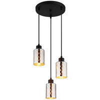 GLOBO Hängeleuchte mattschwarz klar Chrom Metall PVC Glas H/D: ca. 120x29 cm E27 3 Brennstellen ALONSO - klar/Chrom (29,00/120,00cm) - GLOBO
