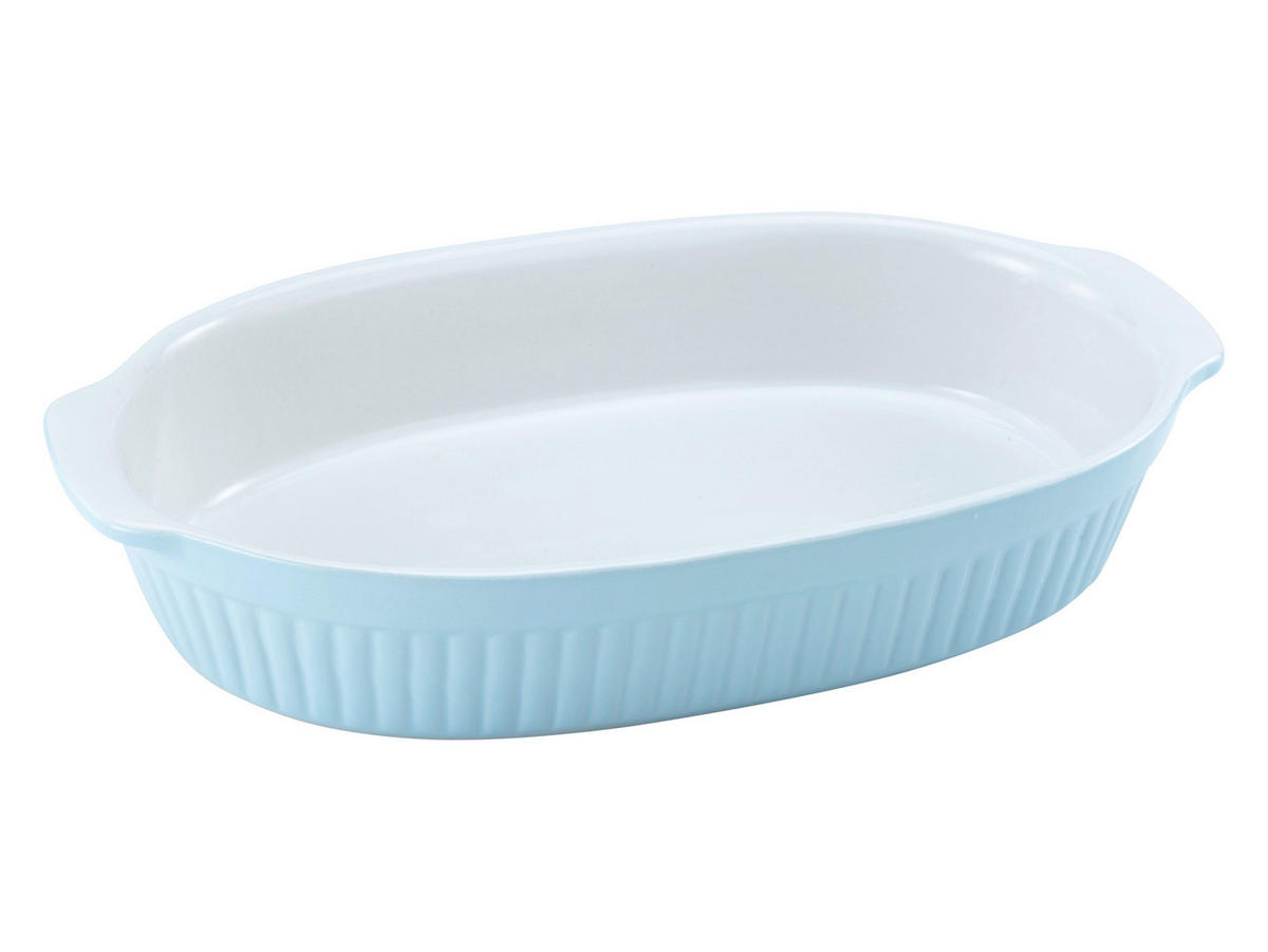 CreaTable Auflaufform Classic PASTELL Kitchen hellblau Steinzeug B/H/L: ca. 33,5x5x19 cm Classic PASTELL Kitchen - hellblau (19,00/33,50/5,00cm) - CreaTable
