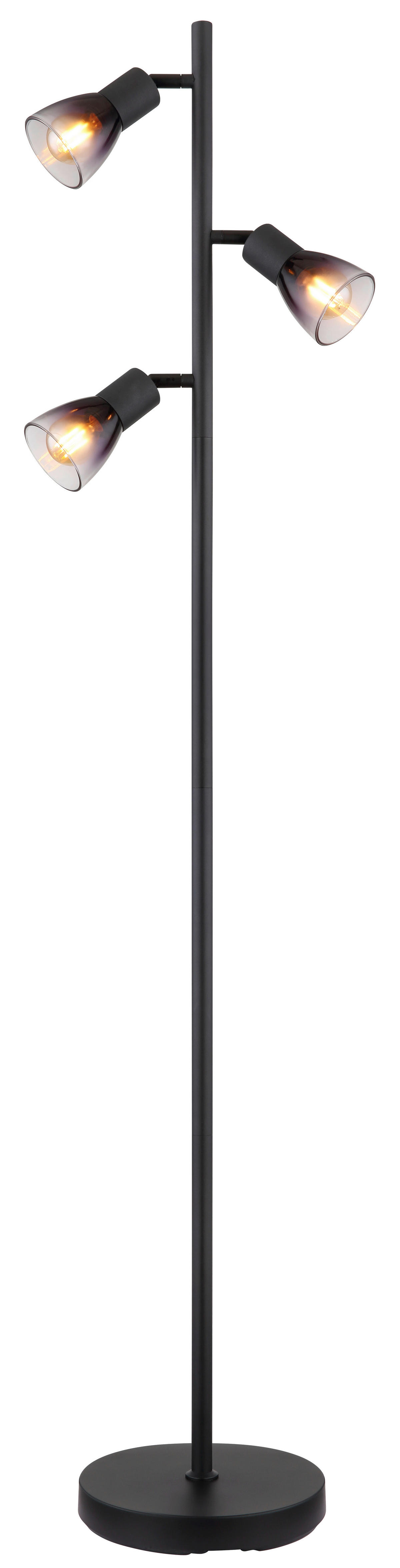 GLOBO Stehleuchte klar Rauch schwarz Metall PVC Glas B/H/L: ca. 22x161x30 cm E14 3 Brennstellen SATELLA - klar/schwarz (30,00/22,00/161,00cm) - GLOBO